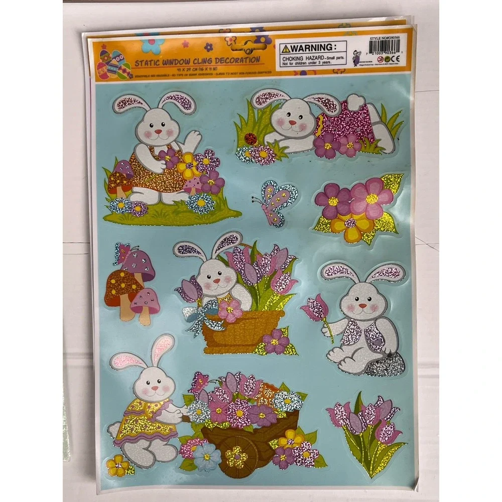 VTG 90s Easter Window Clings NOS 10 Pc Set Bunny Chick Cutouts Yard Sign Decor